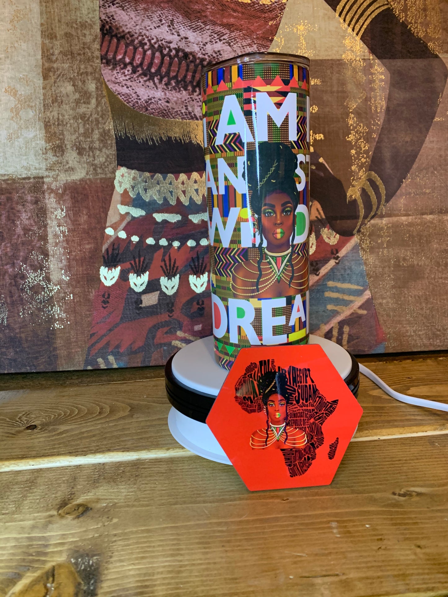 Nubian tumbler with coaster